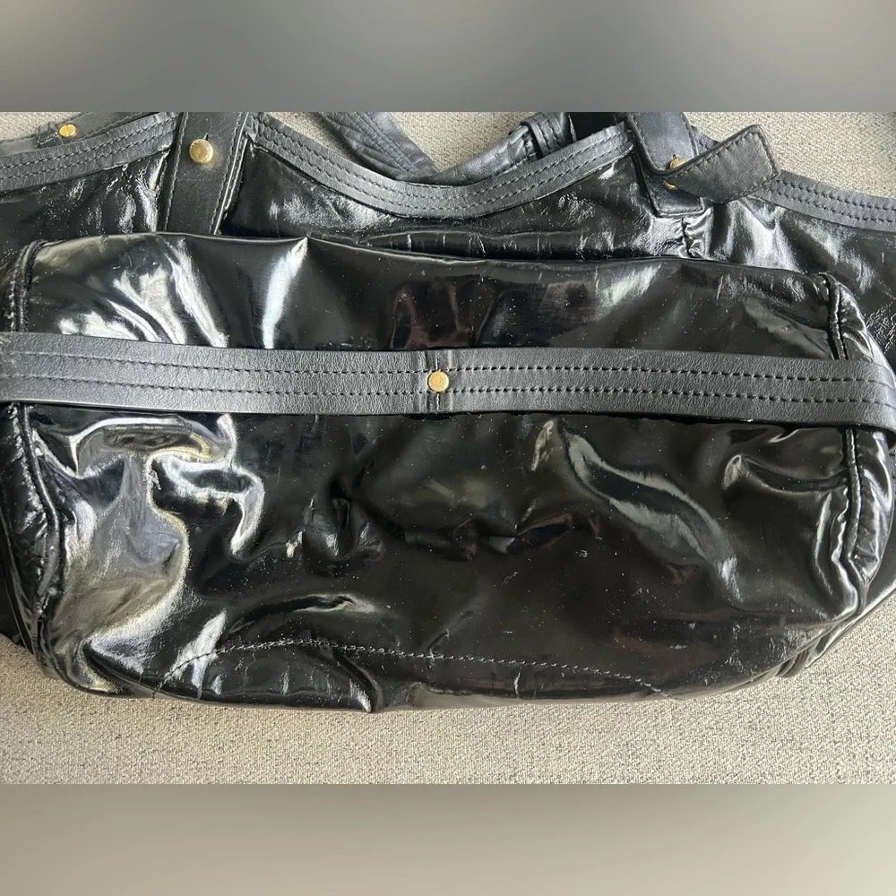 Marc By Marc Jacobs Black Patent Leather Hobo Bag